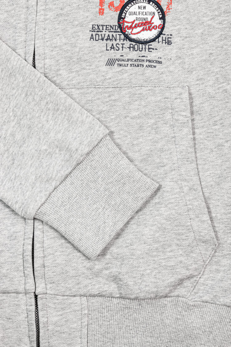 Men's BLU sailing sweatshirt – gray with hood, zipper, NAUTICAL style (0798-1) zdjęcie 4