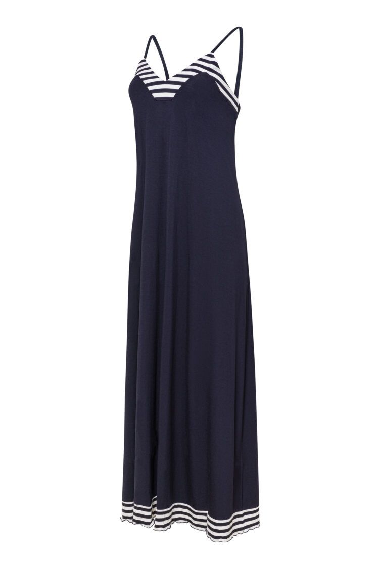 Navy blue maxi dress BLU – lightweight, oversized, with straps (1164) zdjęcie 1