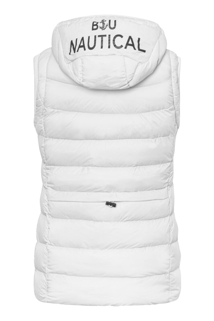 Women's white BLU hooded vest – warm, elegant, nautical (1279-1) zdjęcie 3