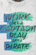 BLU Lifestyle men's white T-shirt with ‘Work Like a Captain, Play Like a Pirate’ print (1605-1) miniaturka 2