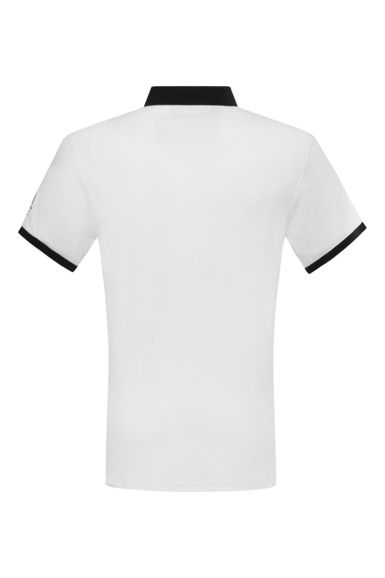 BLU Lifestyle men's polo shirt – white with navy blue collar and nautical details (1640-2) zdjęcie 3