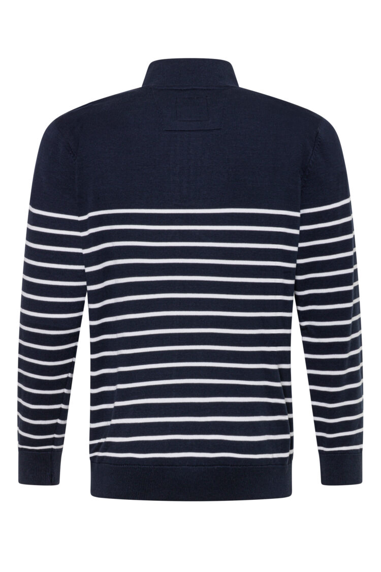 Men's BLU sailor sweater – navy blue with stripes, stand-up collar, and zipper (1651) zdjęcie 2