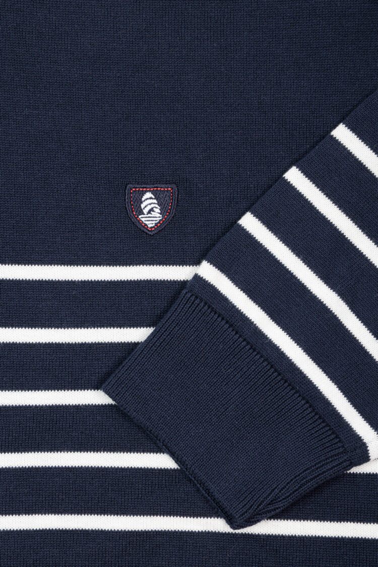 Men's BLU sailor sweater – navy blue with stripes, stand-up collar, and zipper (1651) zdjęcie 3