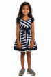 Dziewczęca sukienka BLU w paski z motylkowymi rękawkami i kokardą – marynistyczny styl (1518) miniaturka 1
