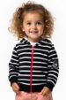 Granatowa bluza niemowlęca BLU w paski z czerwonym zamkiem w żeglarskim styl (1453-2) miniaturka 1