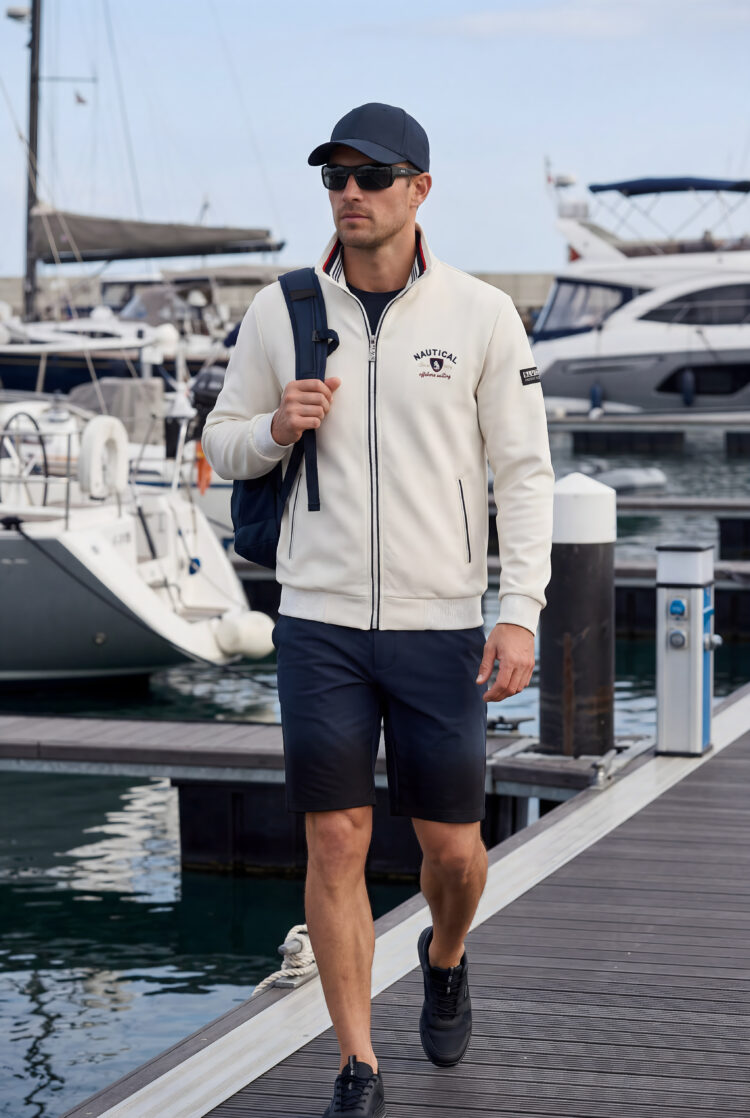 Męska bluza żeglarska BLU DEPT beżowa – rozpinana nautical premium | BLU Lifestyle (0793-6) zdjęcie 5