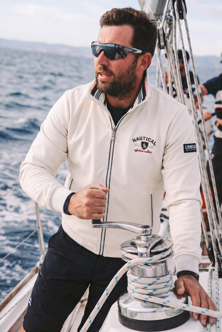 Męska bluza żeglarska BLU DEPT beżowa – rozpinana nautical premium | BLU Lifestyle (0793-6) zdjęcie 1