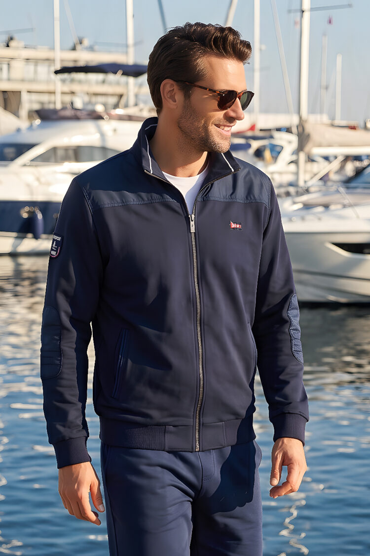 Męska bluza żeglarska granatowa BLU DEPT - rozpinana | BLU Lifestyle (0793-1) zdjęcie 1